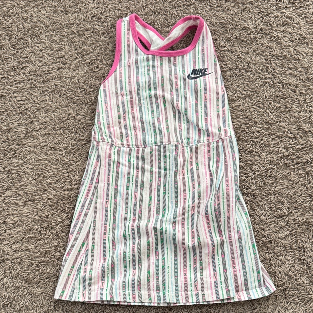 Nike Pink and Green Striped Dress